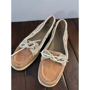 Sperry Topsider Womens Angelfish Boat Shoe Size 9 Tan Leather Memory Foam